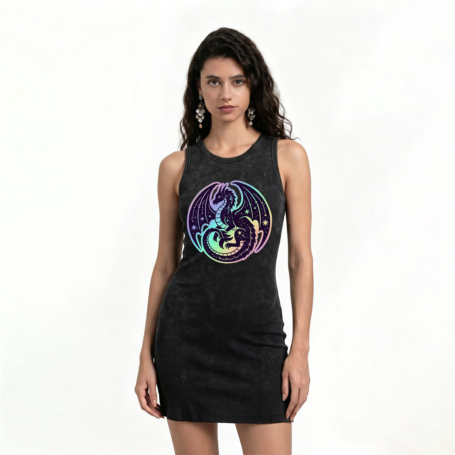 Purplehecate Cosmic Dragon Vintage Bodycon Tank Dress