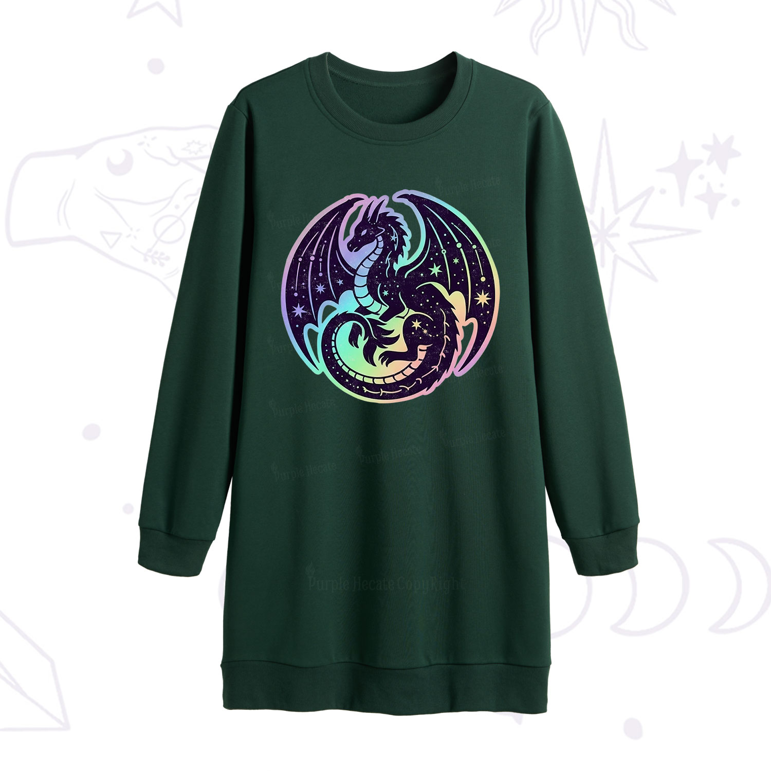 Purplehecate Cosmic Dragon Sweatshirt Dress