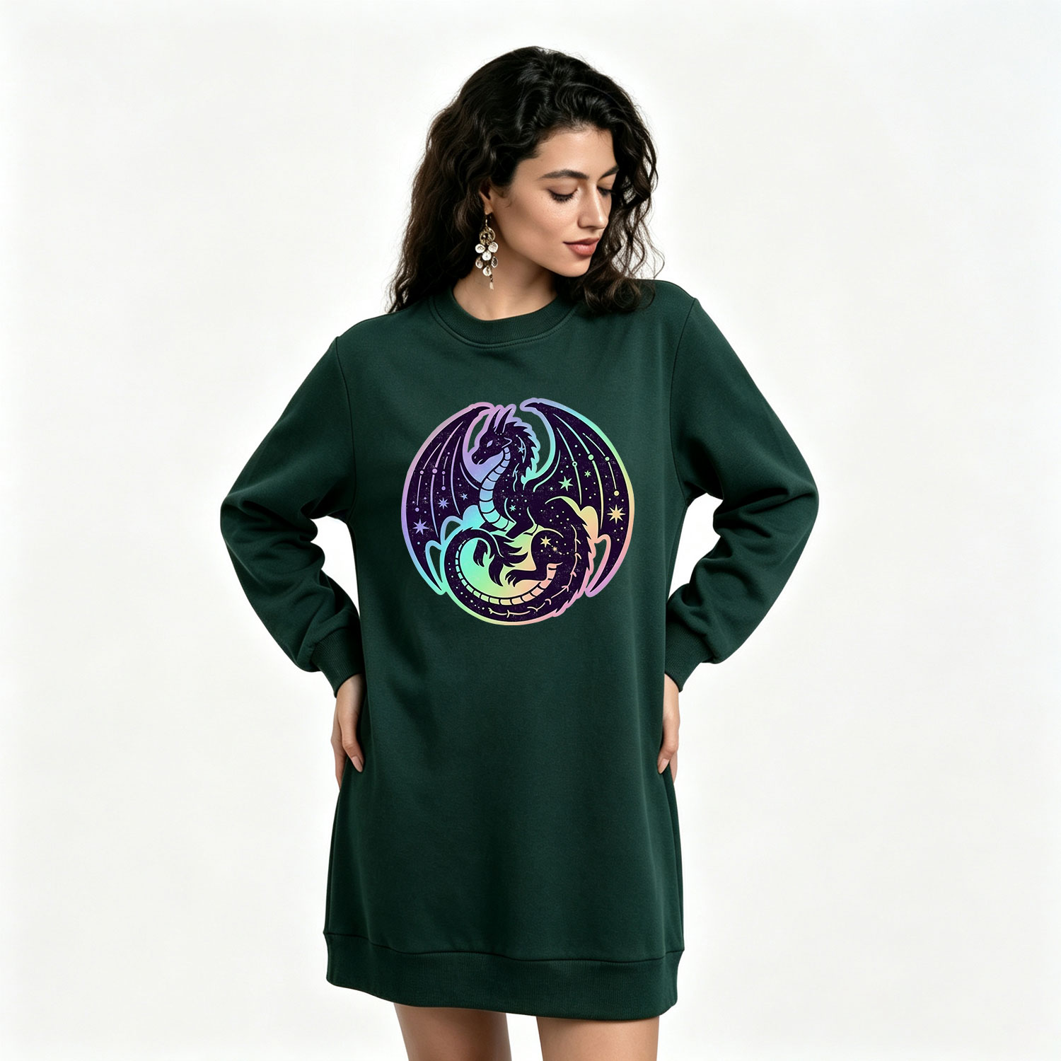 Purplehecate Cosmic Dragon Sweatshirt Dress