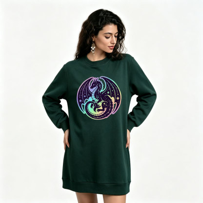 Purplehecate Cosmic Dragon Sweatshirt Dress