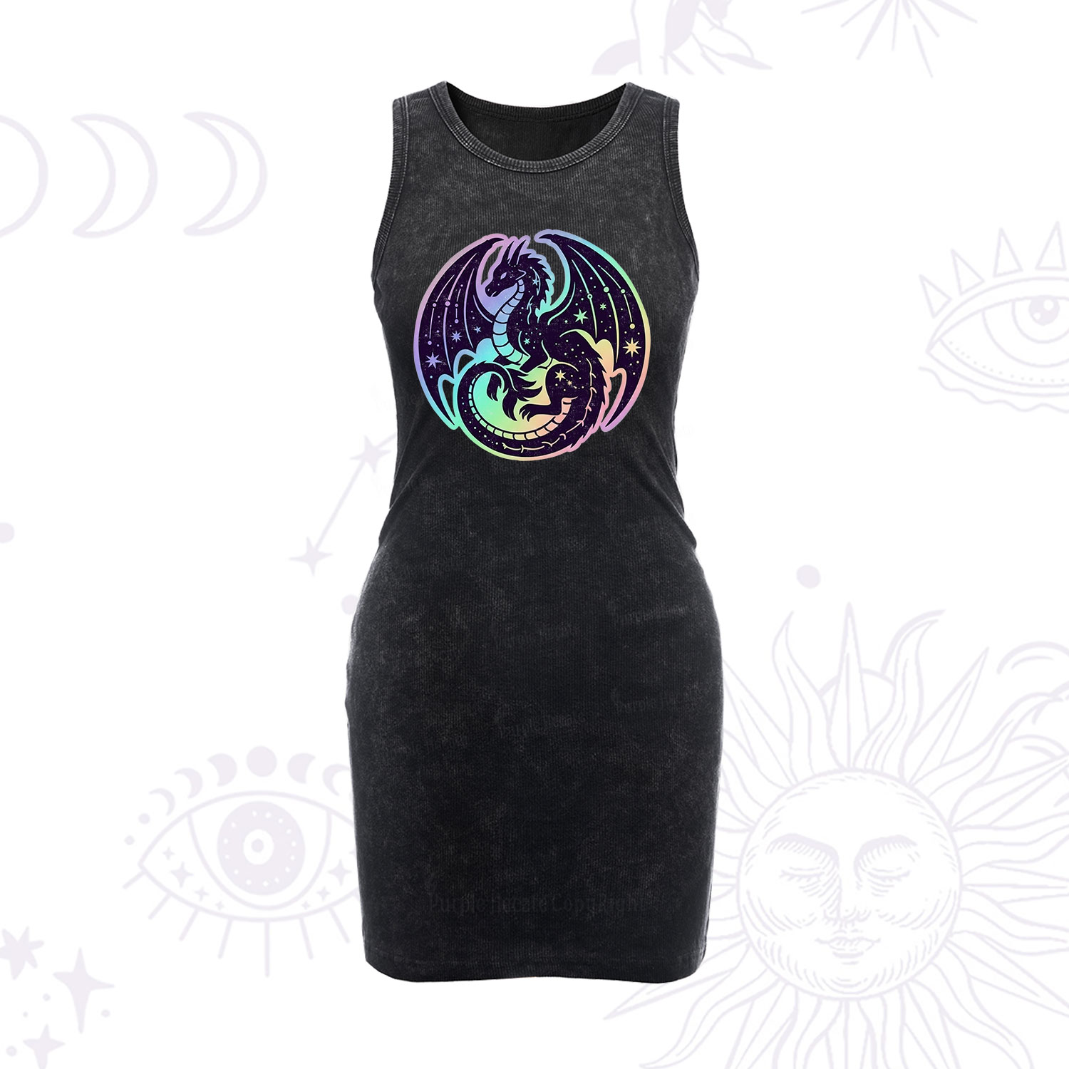 Purplehecate Cosmic Dragon Vintage Bodycon Tank Dress