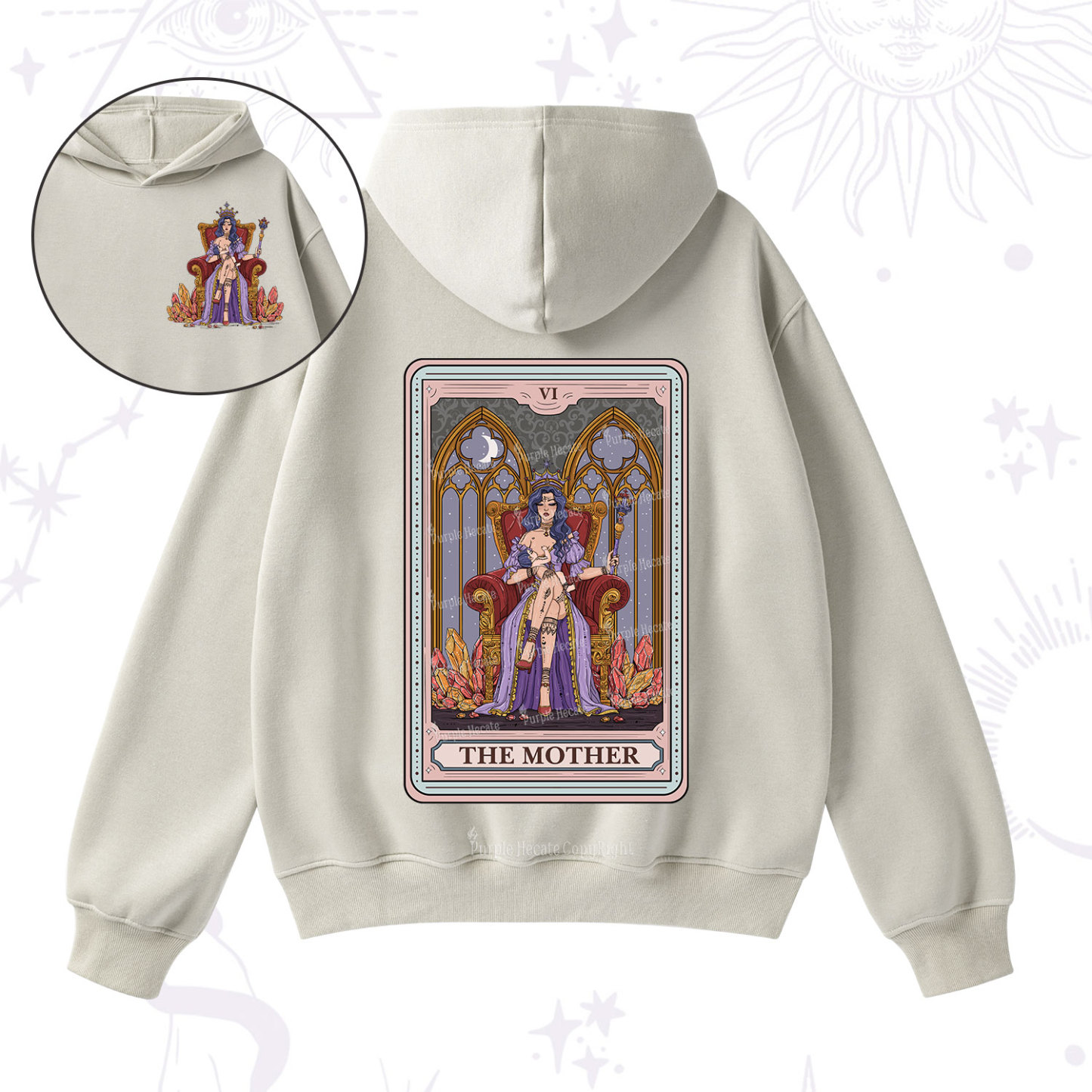 Purplehecate The Mother Tarot Card Fleece Hoodie Suit