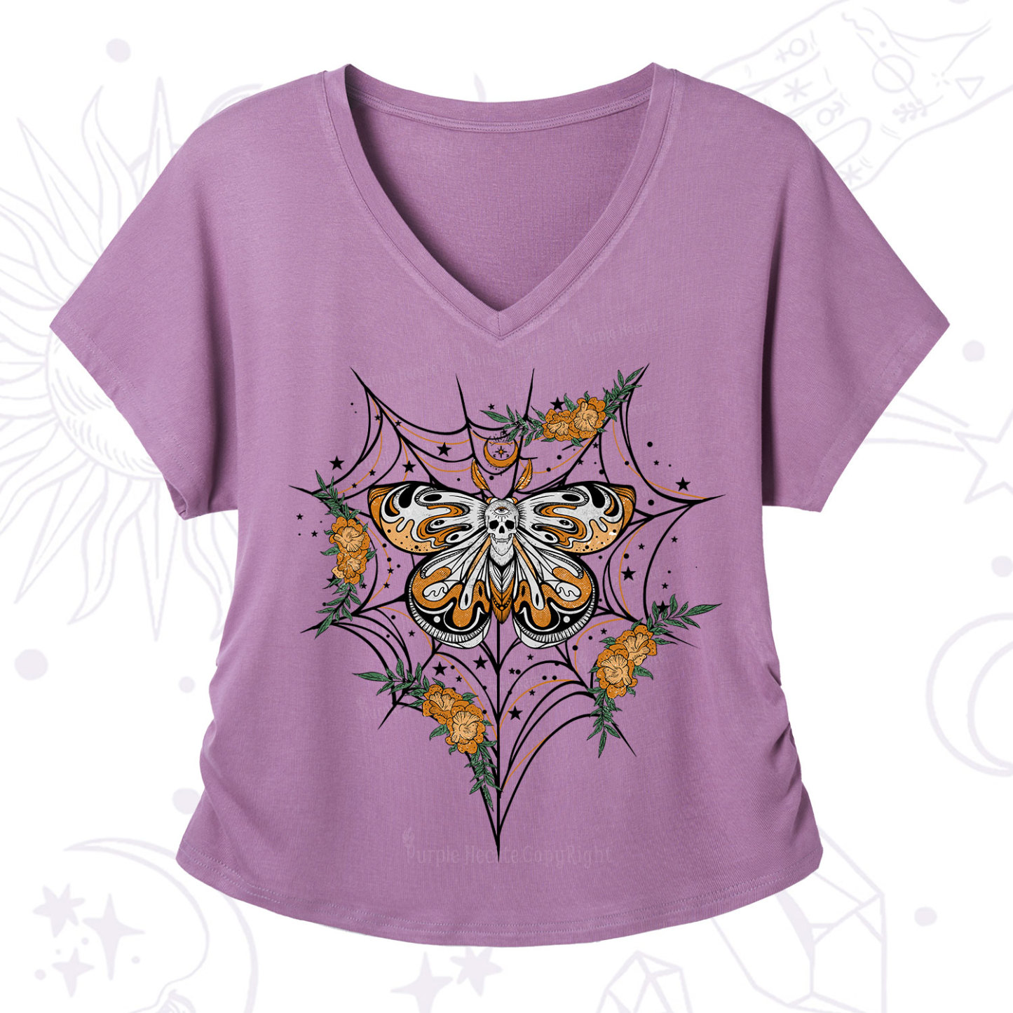Purplehecate Death Head Moth V-Neck T-Shirt