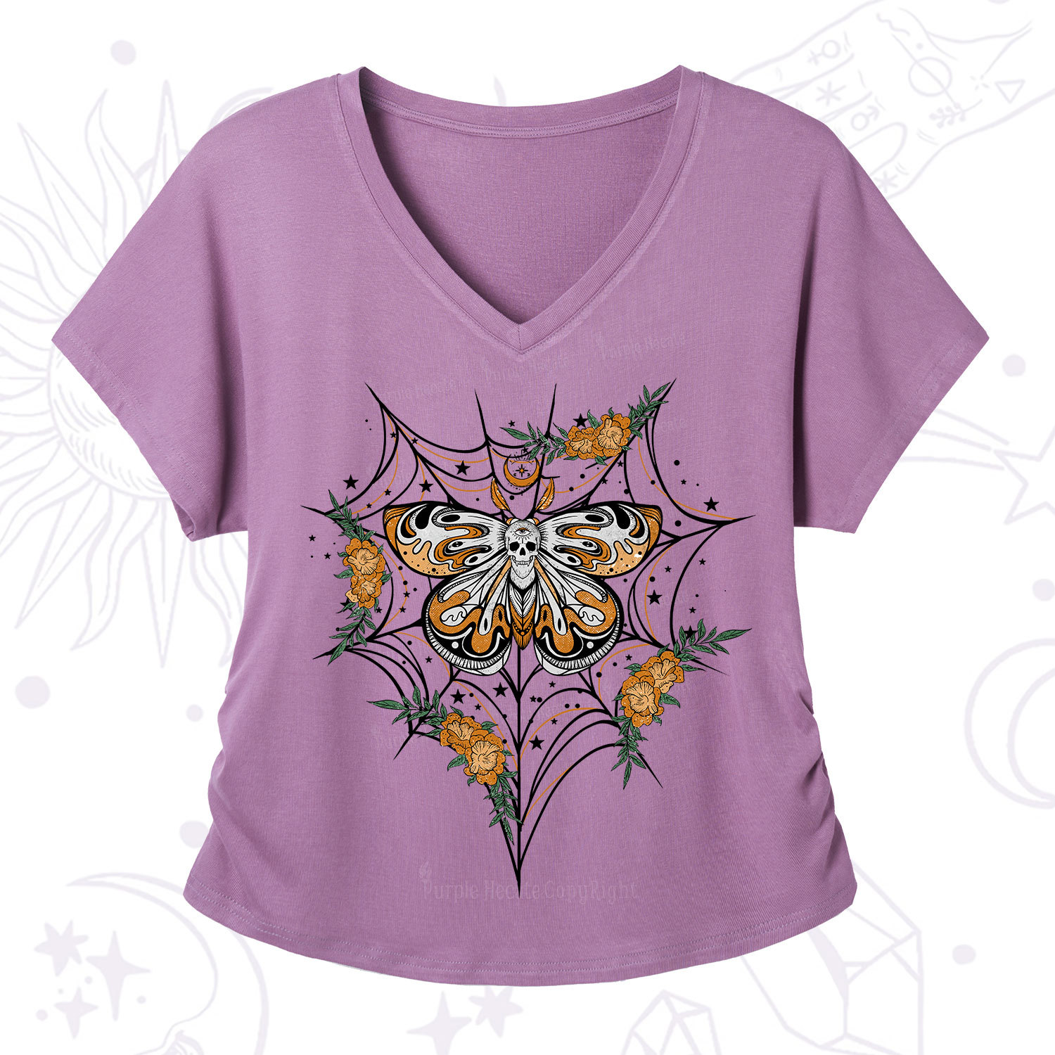 Purplehecate Death Head Moth V-Neck T-Shirt