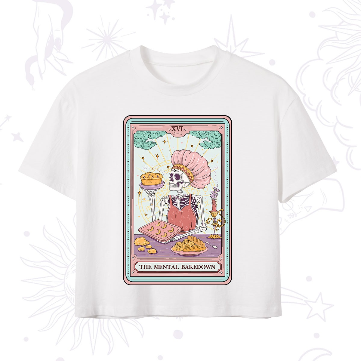 Purplehecate The Mental Bake Down Skeleton Tarot Card Crop T-Shirt