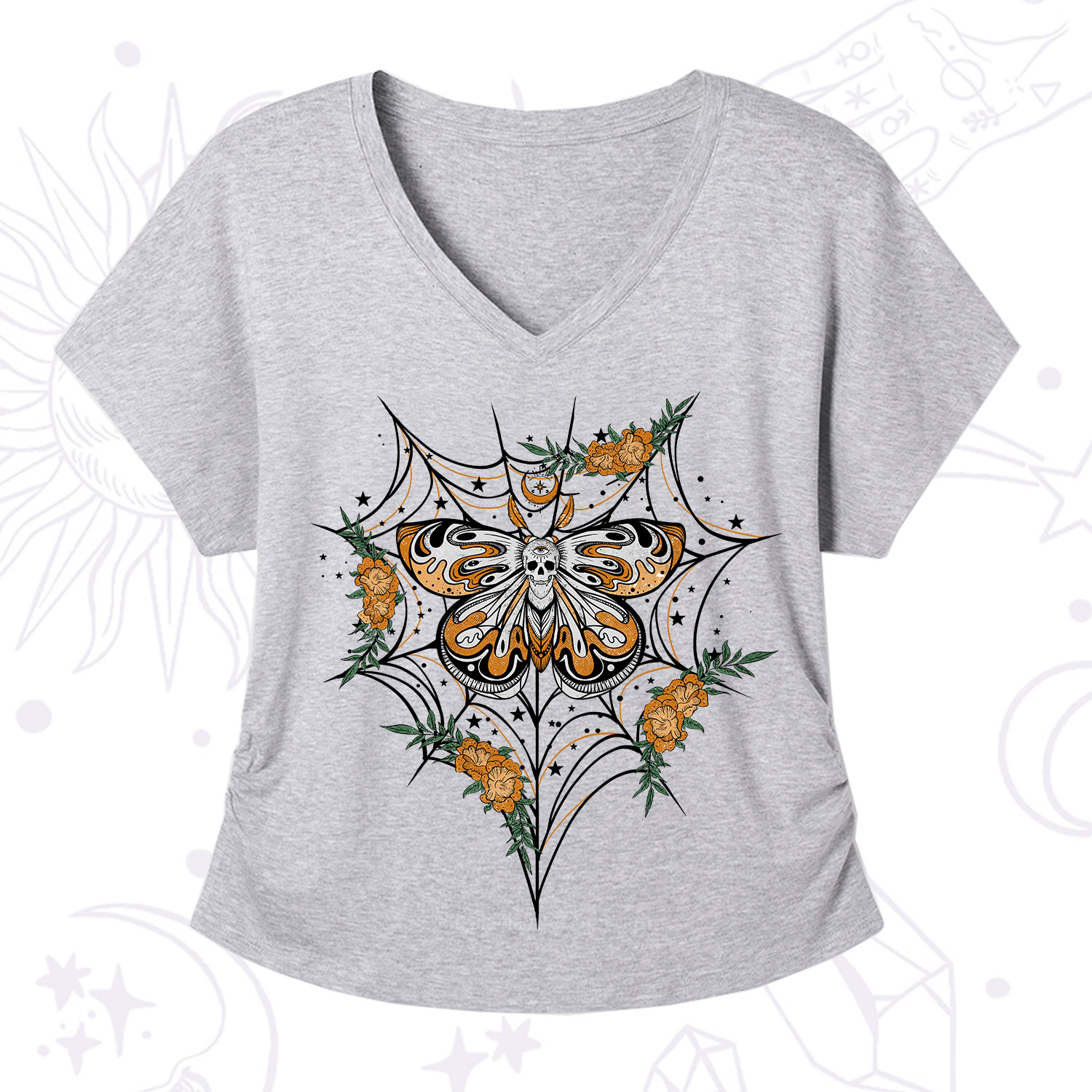 Purplehecate Death Head Moth V-Neck T-Shirt