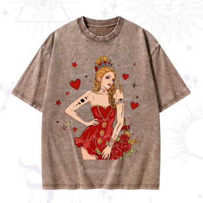 Purplehecate Eternal Bloom Heart Queen Valentine Washed T-Shirt
