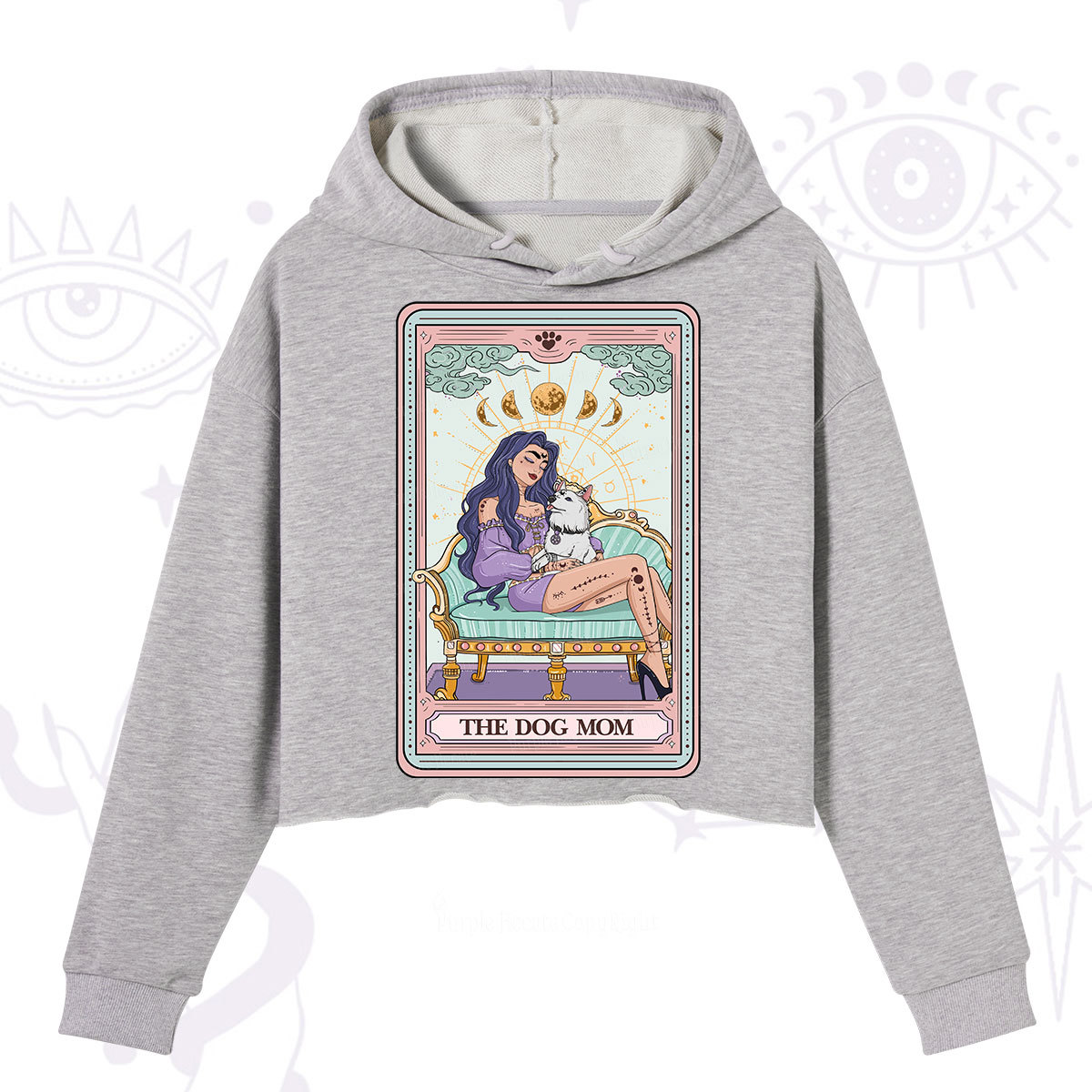 Purplehecate The Dog Mom Tarot Card Crop Hoodie