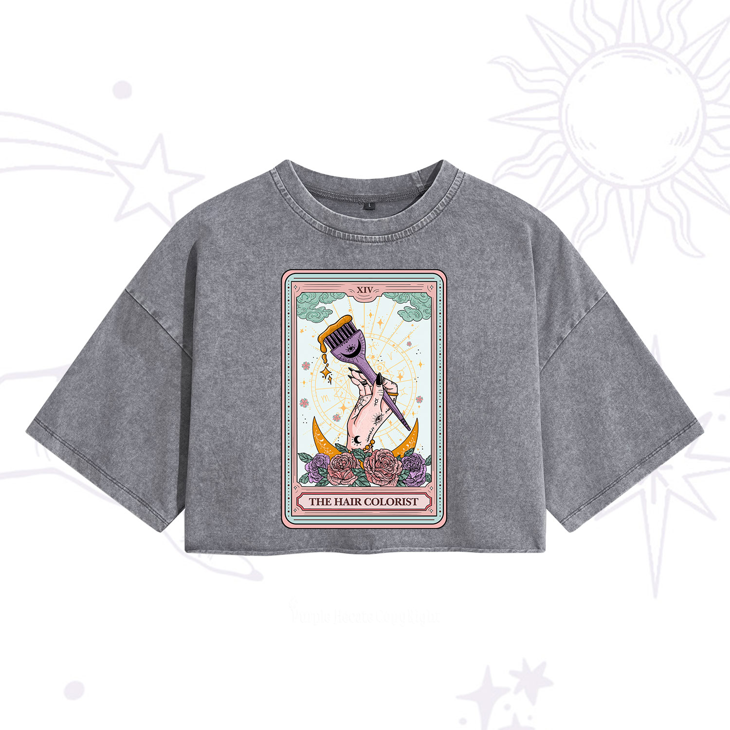 Purplehecate The Hair Colorist Tarot Washed Cropped T-Shirt