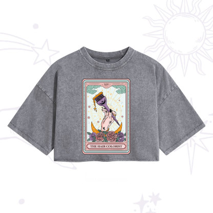 Purplehecate The Hair Colorist Tarot Washed Cropped T-Shirt