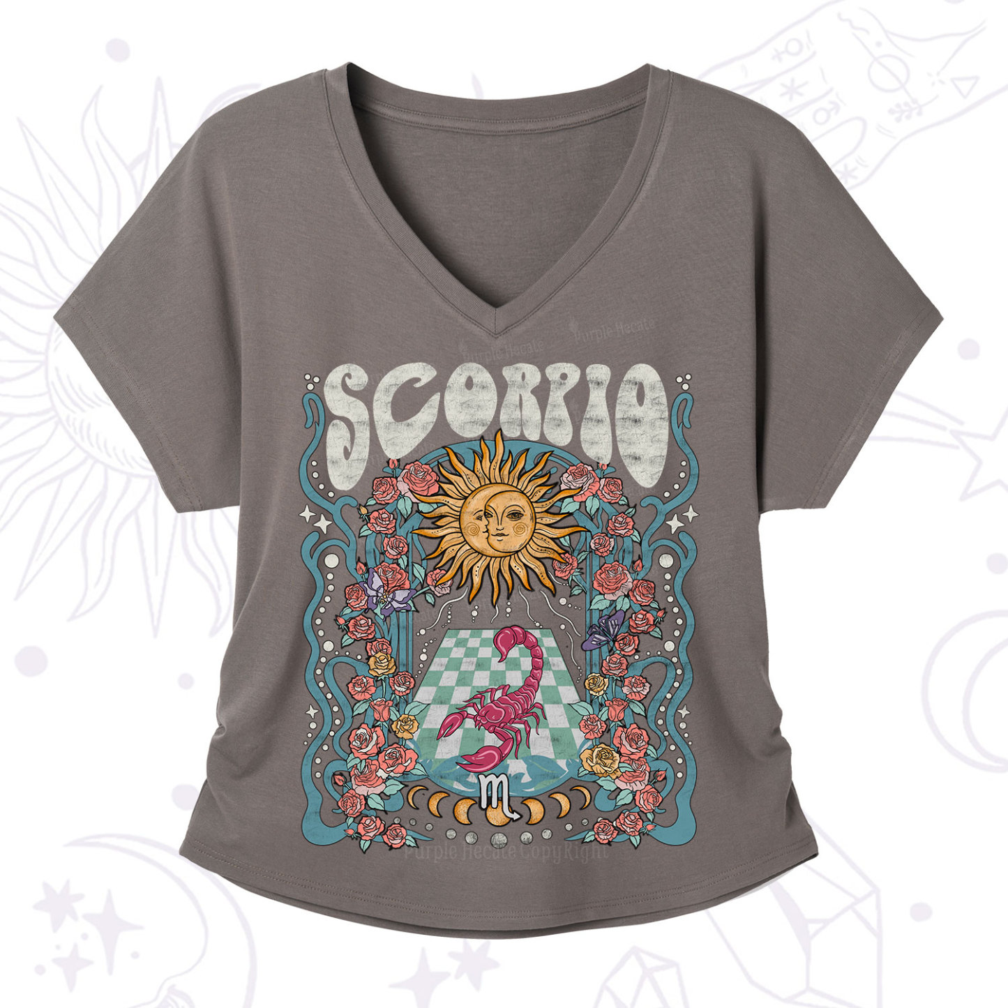 Purplehecate Scorpio Spirit Zodiac V-Neck T-Shirt