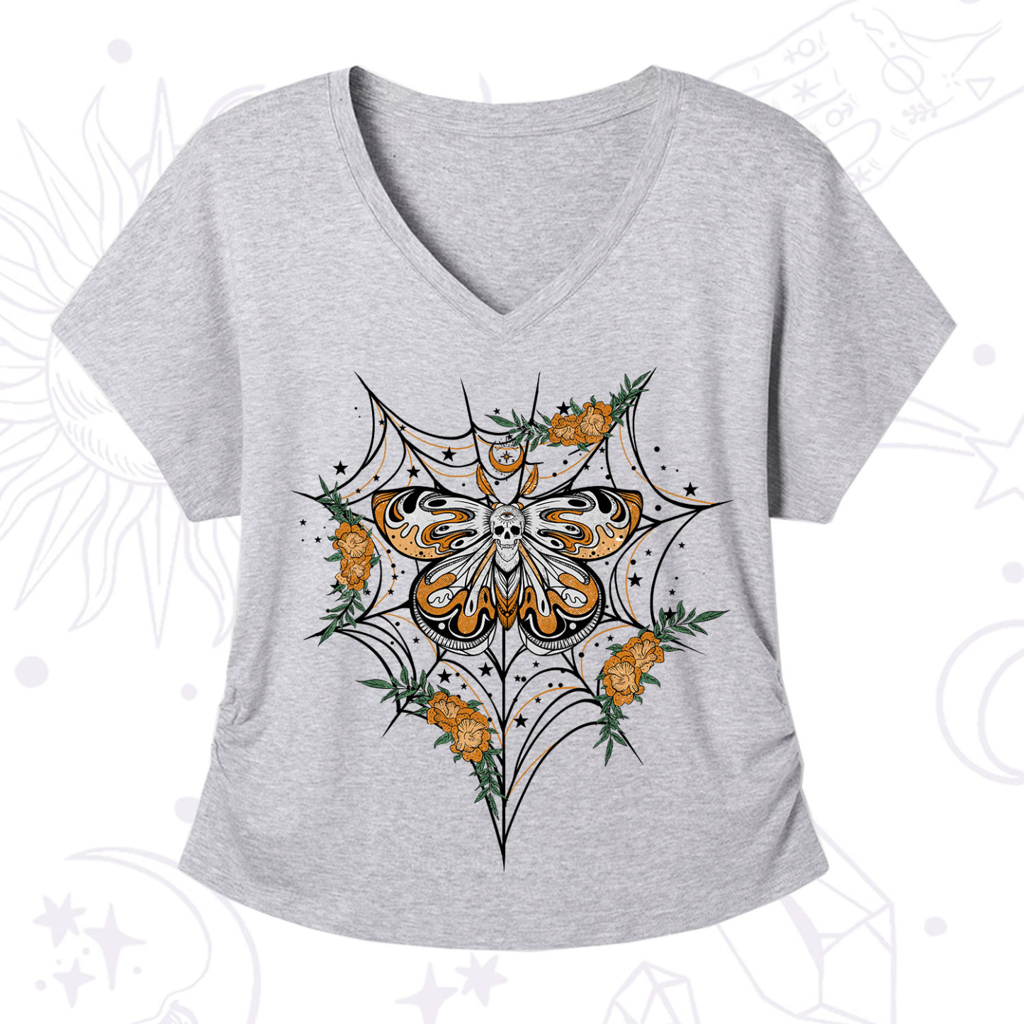 Purplehecate Death Head Moth V-Neck T-Shirt