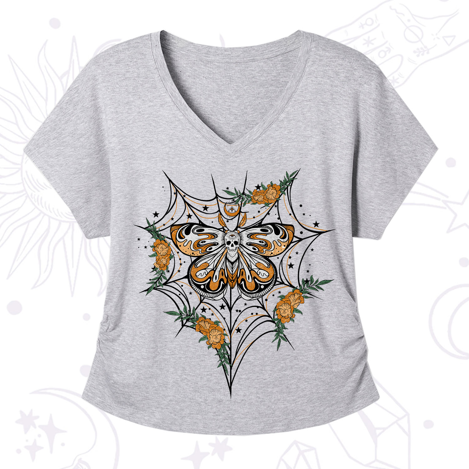 Purplehecate Death Head Moth V-Neck T-Shirt