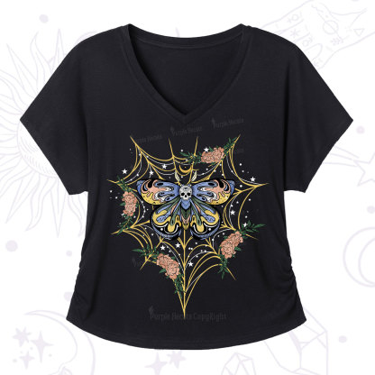 Purplehecate Death Head Moth V-Neck T-Shirt