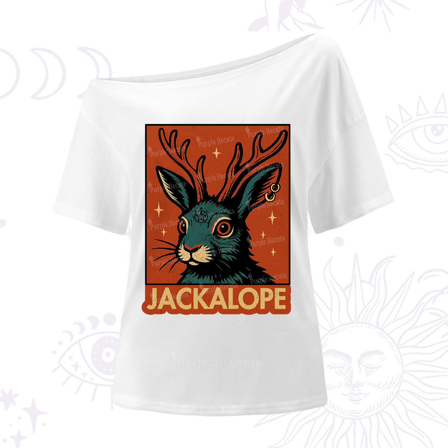 Purplehecate Funny Jackalope One Shoulder T-Shirt