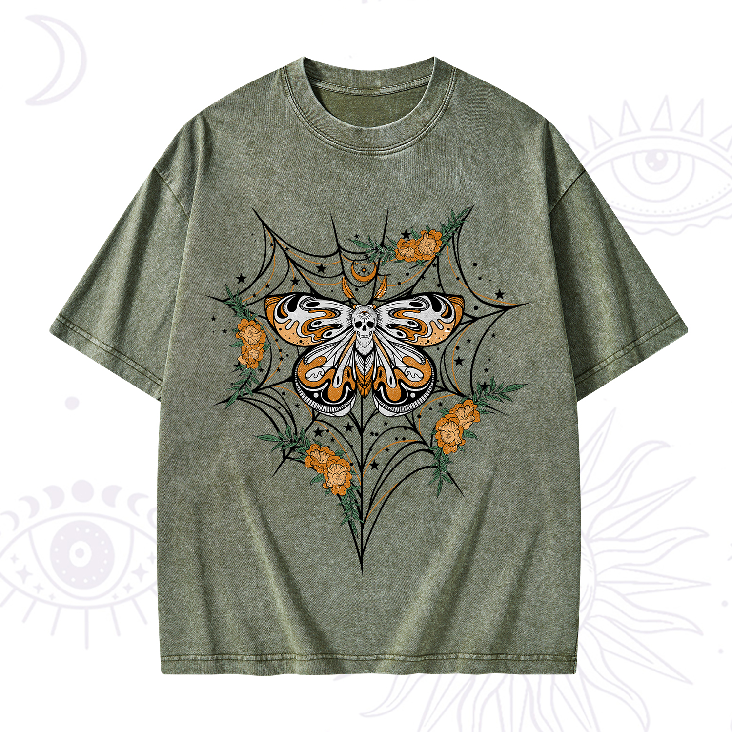 Purplehecate Death Head Moth Washed T-Shirt