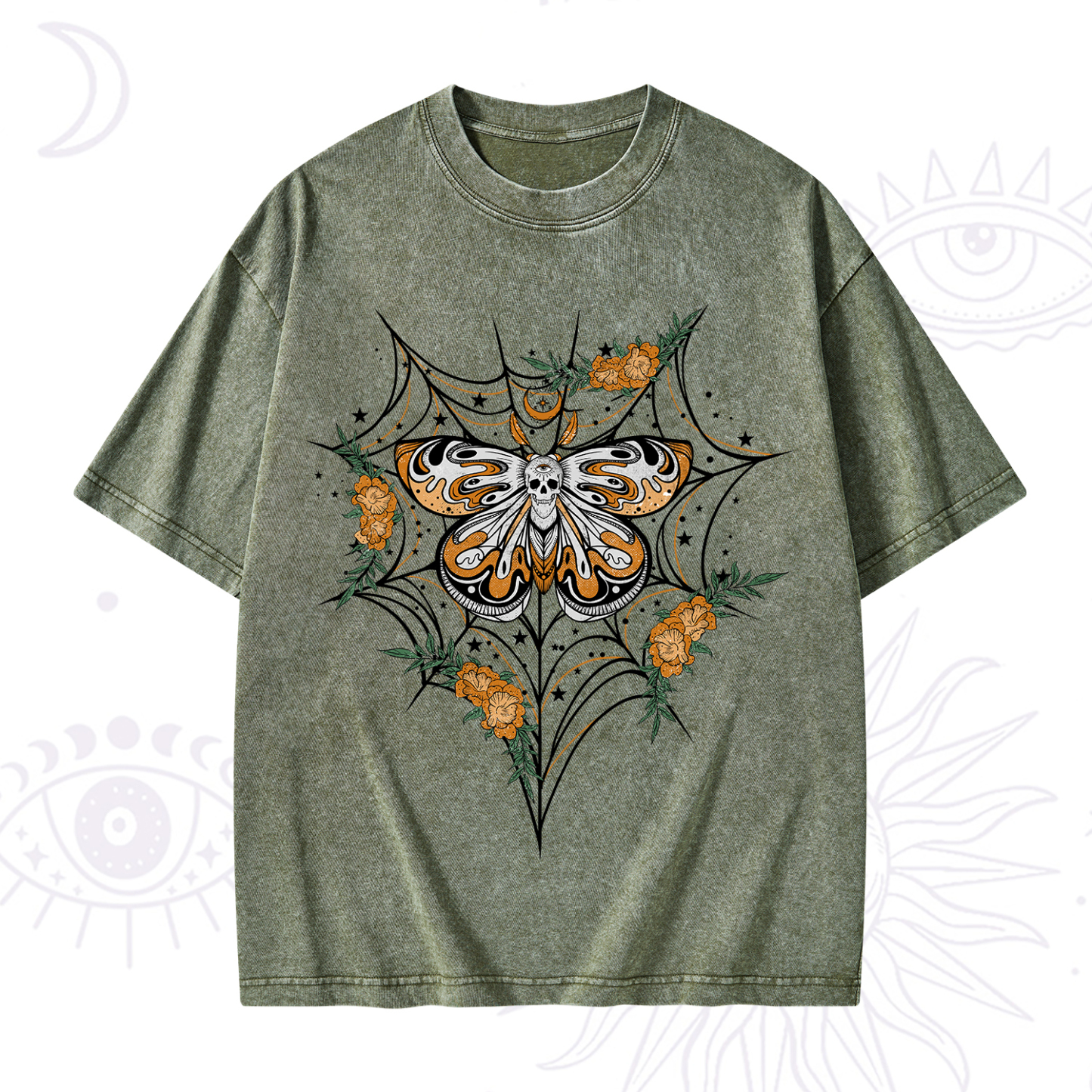 Purplehecate Death Head Moth Washed T-Shirt