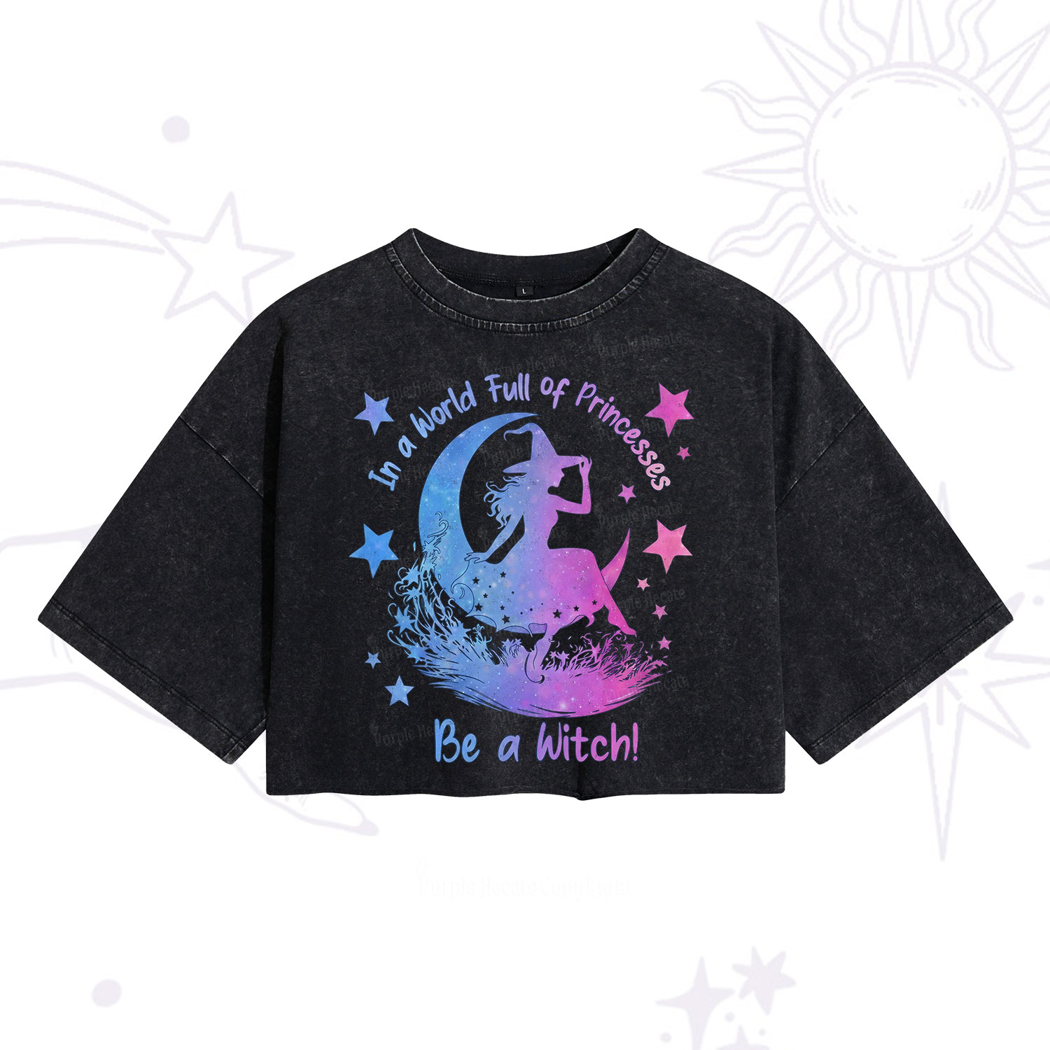 Purplehecate In a World Full of Princesses be a Witch Washed Cropped T-Shirt