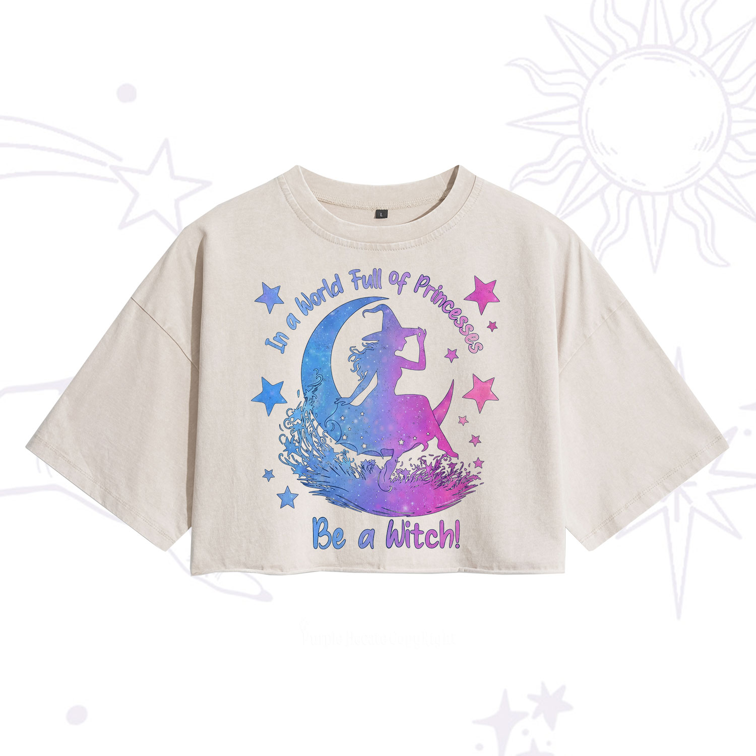 Purplehecate In a World Full of Princesses be a Witch Washed Cropped T-Shirt