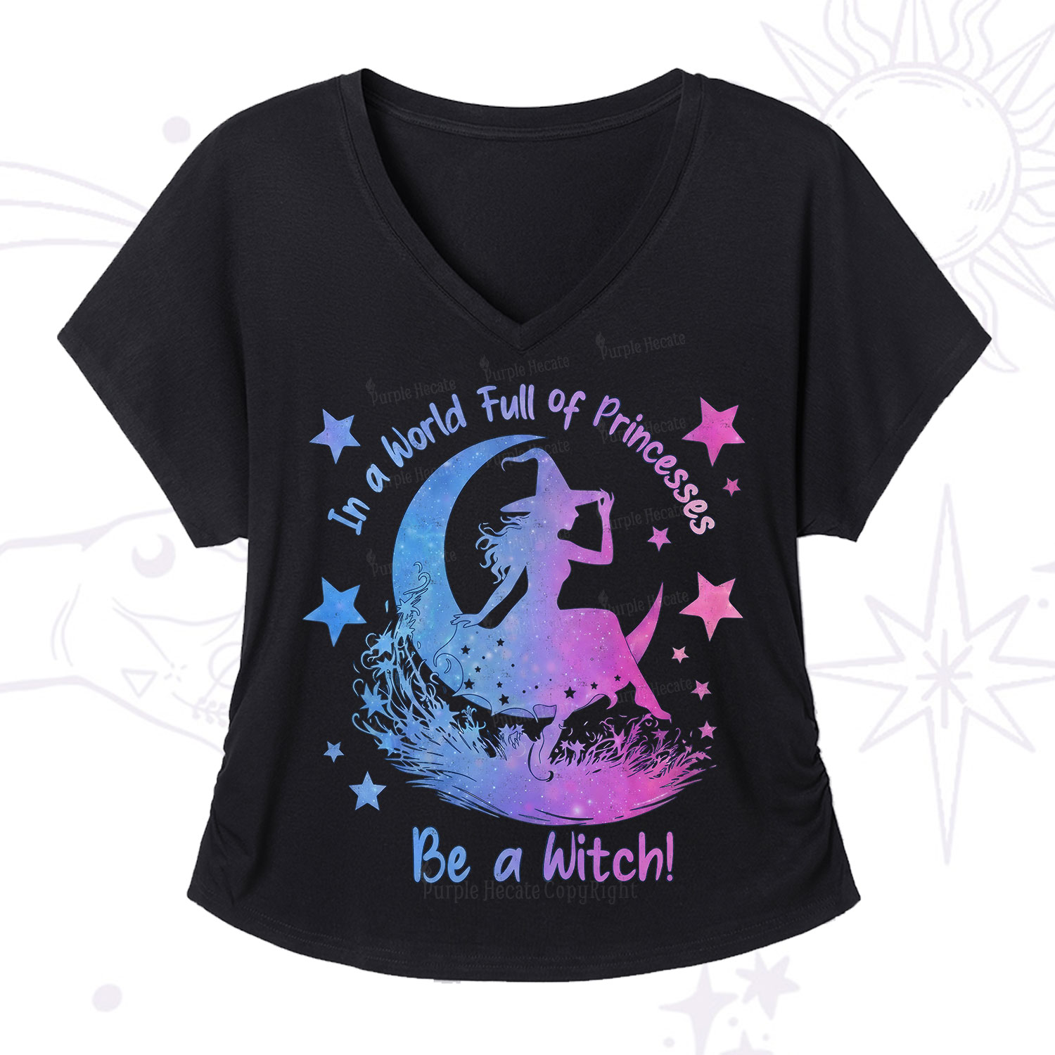 Purplehecate In a World Full of Princesses be a Witch V-Neck T-Shirt