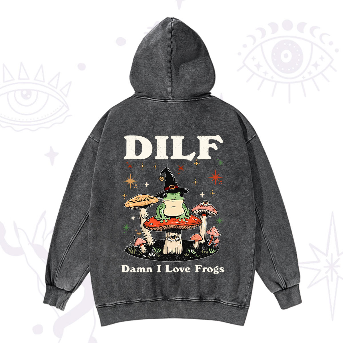 Purplehecate Dilf Damn I Love Frogs Washed Hoodie