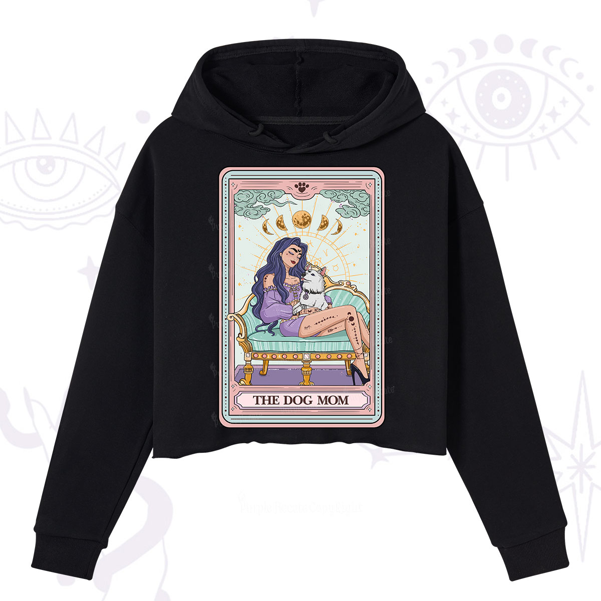 Purplehecate The Dog Mom Tarot Card Crop Hoodie