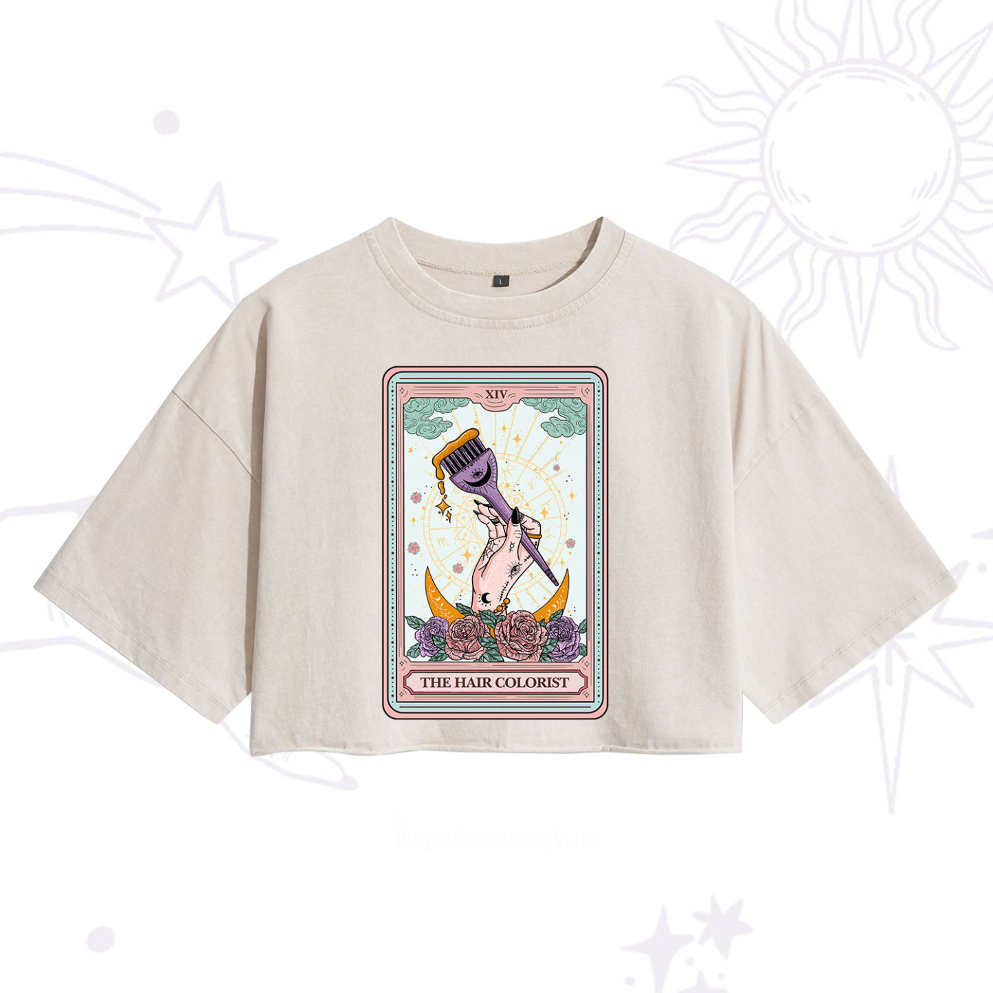 Purplehecate The Hair Colorist Tarot Washed Cropped T-Shirt