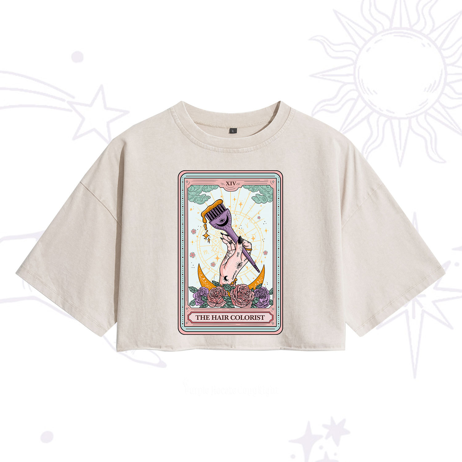 Purplehecate The Hair Colorist Tarot Washed Cropped T-Shirt
