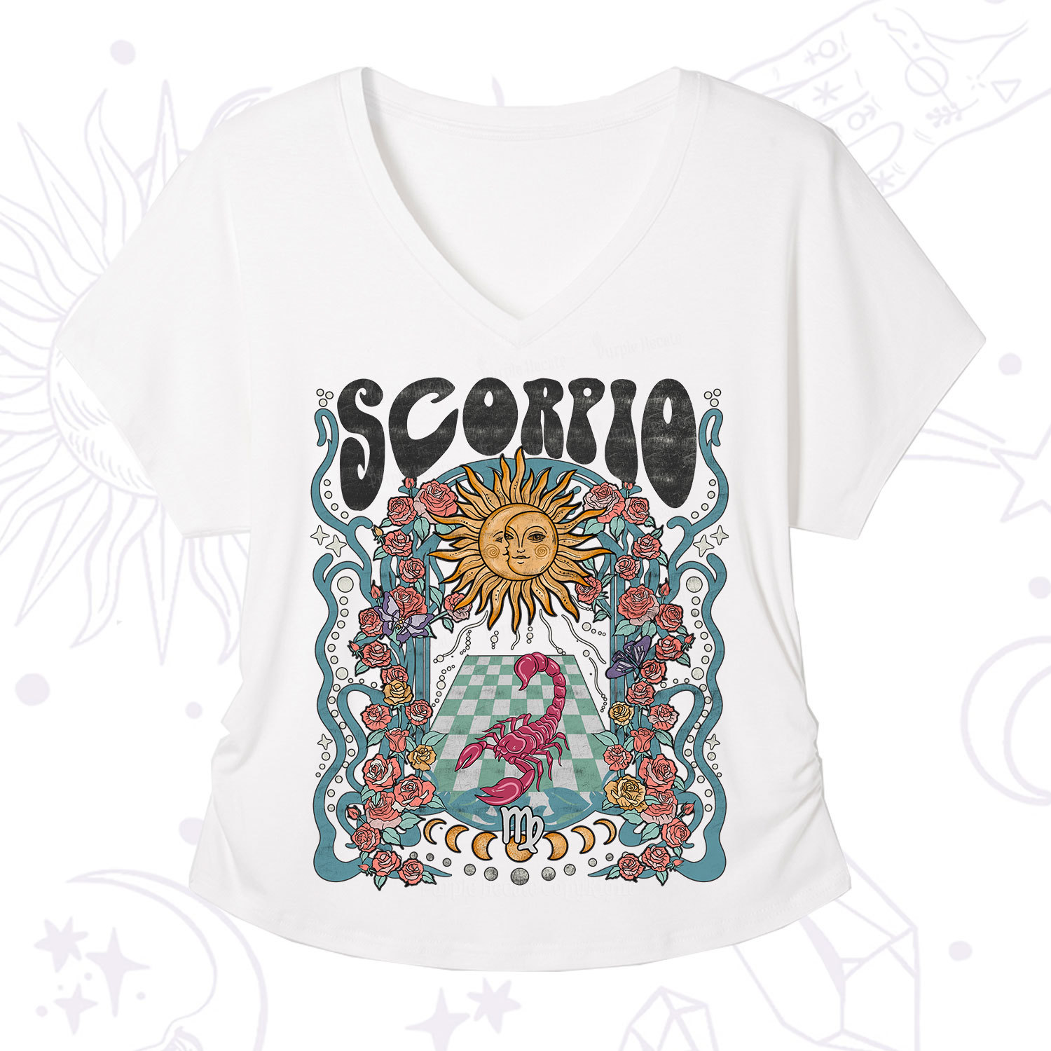 Purplehecate Scorpio Spirit Zodiac V-Neck T-Shirt