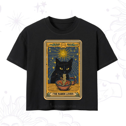 Purplehecate The Ramen Lover Cat Tarot Crop T-Shirt