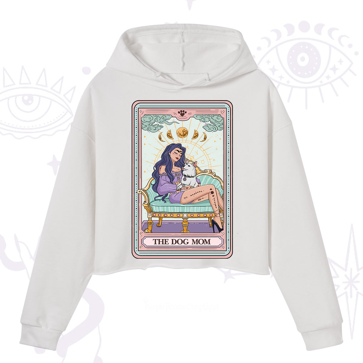 Purplehecate The Dog Mom Tarot Card Crop Hoodie