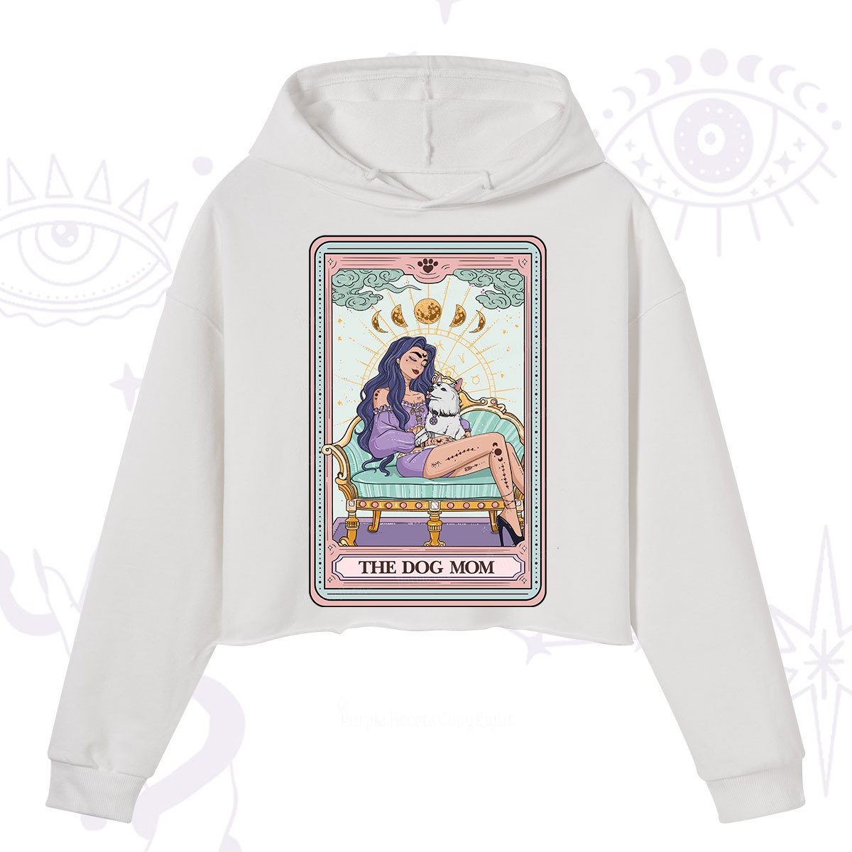 Purplehecate The Dog Mom Tarot Card Crop Hoodie
