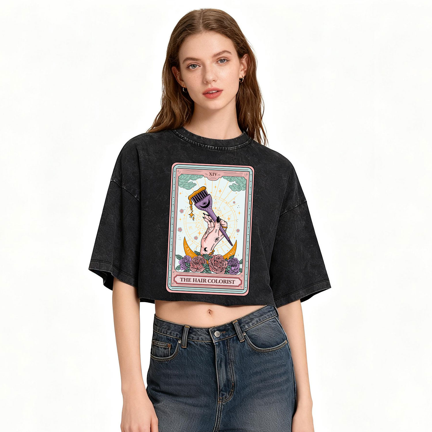 Purplehecate The Hair Colorist Tarot Washed Cropped T-Shirt