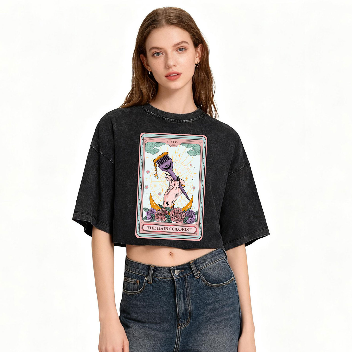 Purplehecate The Hair Colorist Tarot Washed Cropped T-Shirt