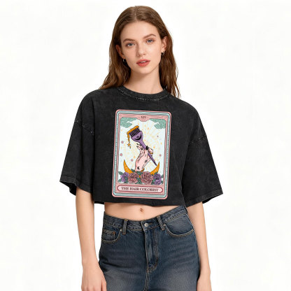 Purplehecate The Hair Colorist Tarot Washed Cropped T-Shirt