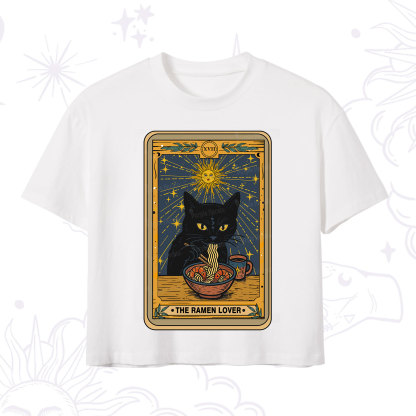 Purplehecate The Ramen Lover Cat Tarot Crop T-Shirt