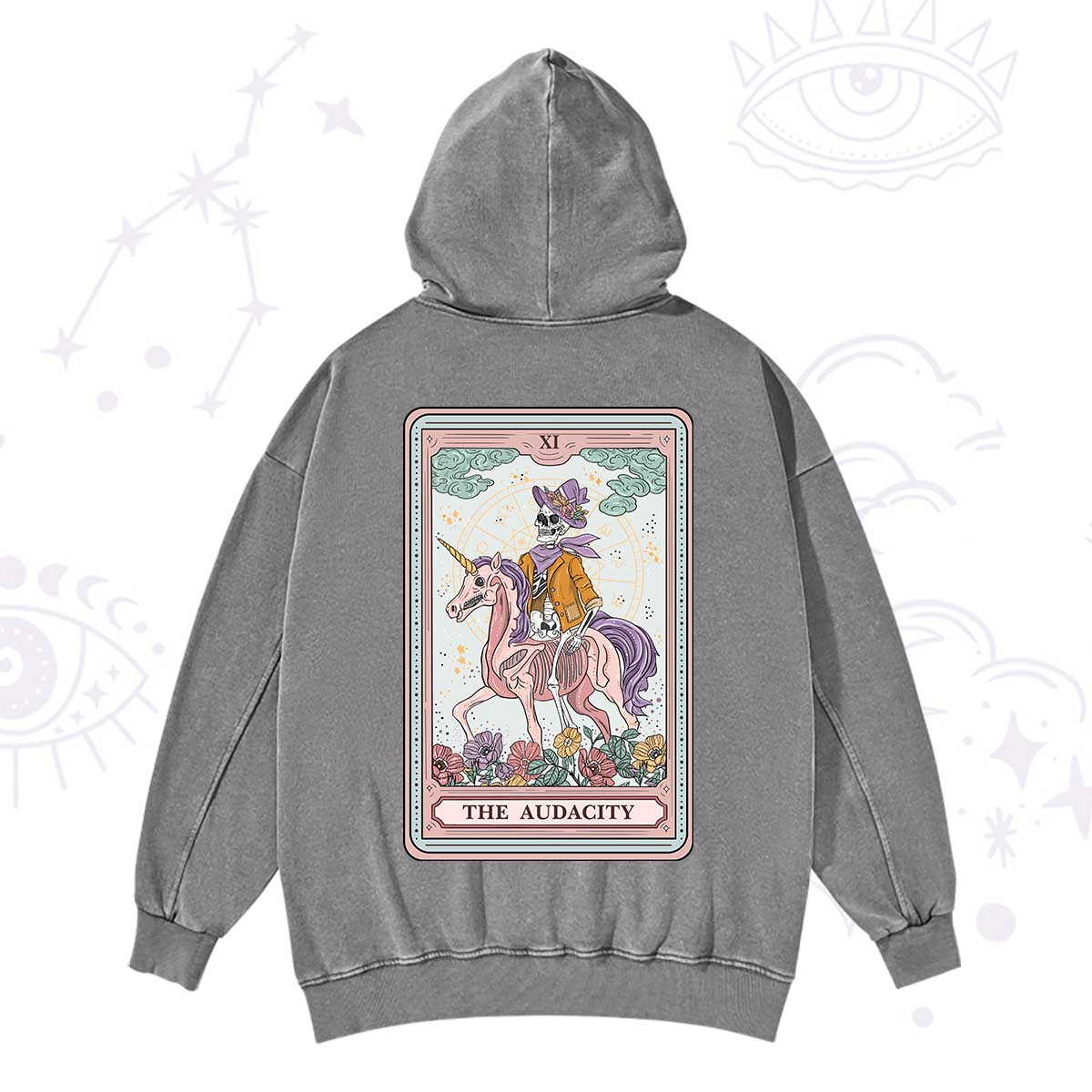 Purplehecate The Audacity Tarot Card Washed Hoodie
