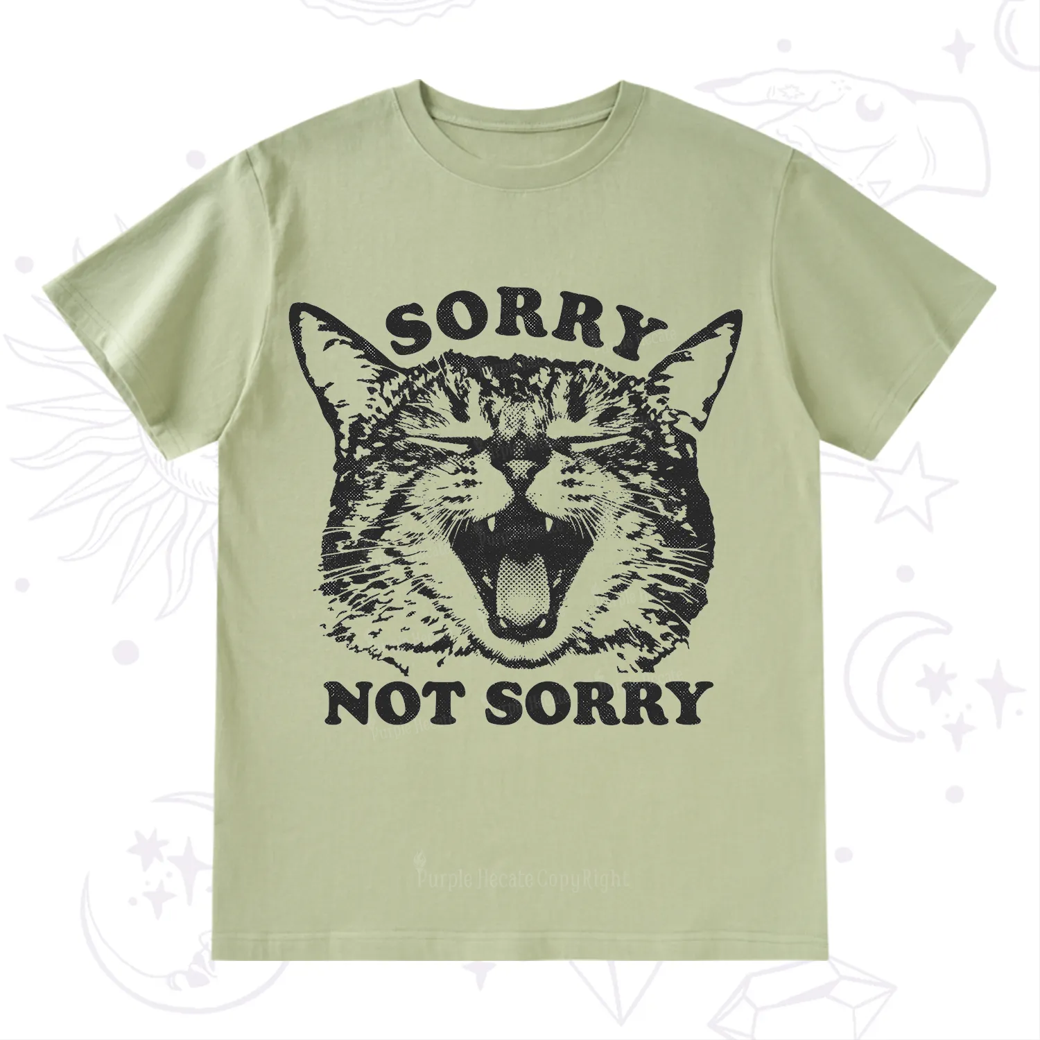 Purplehecate Sorry Not Sorry Funny Cat T-Shirt