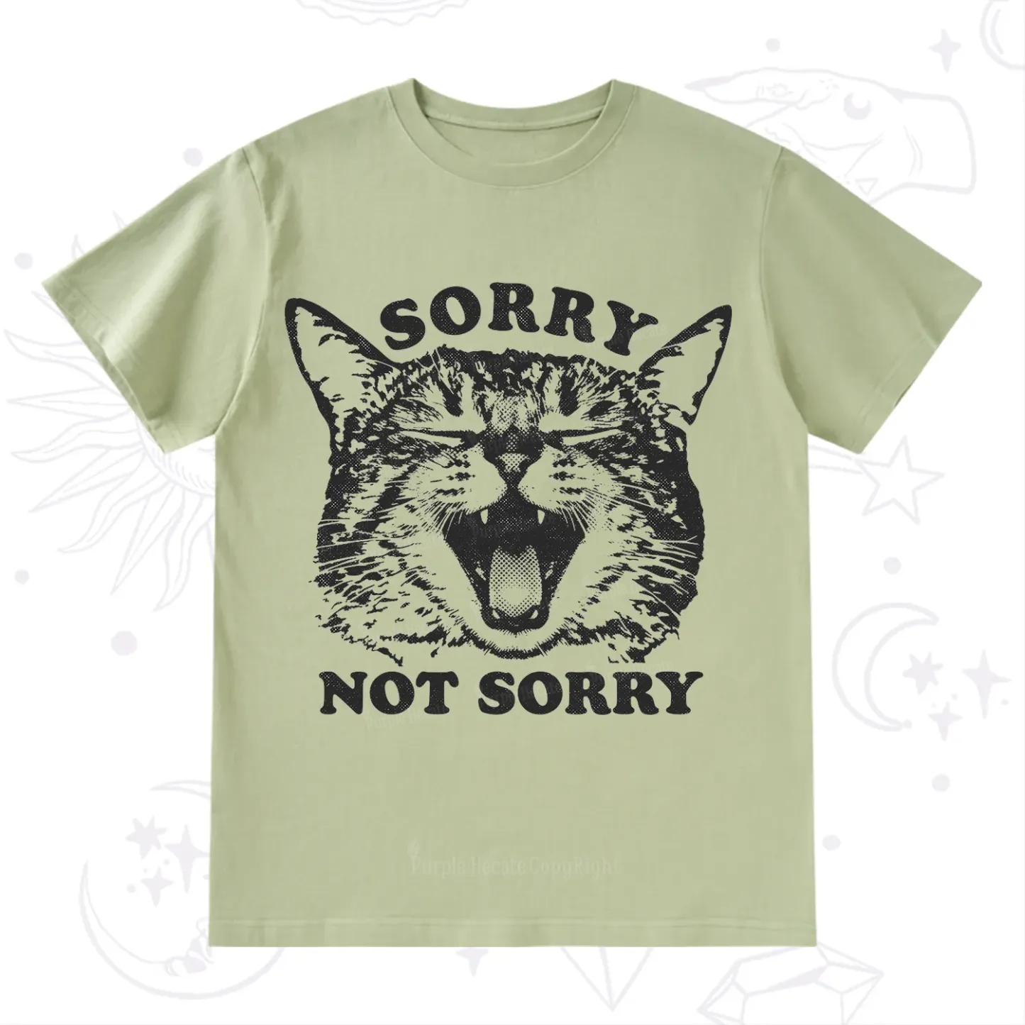 Purplehecate Sorry Not Sorry Funny Cat T-Shirt