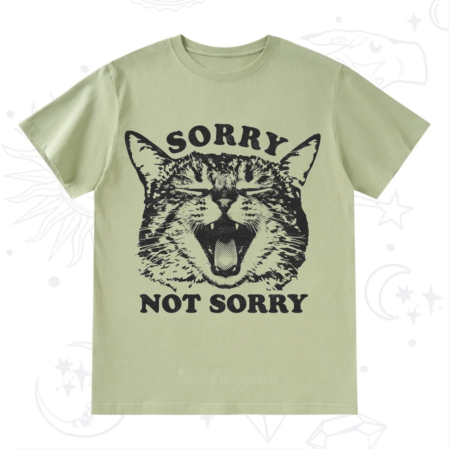 Purplehecate Sorry Not Sorry Funny Cat T-Shirt