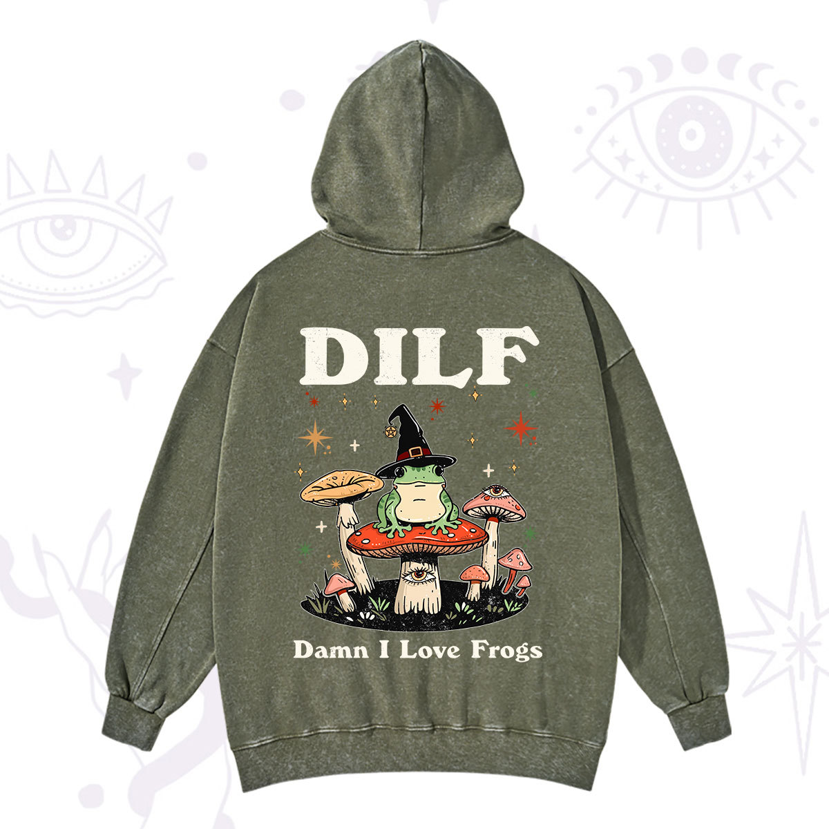 Purplehecate Dilf Damn I Love Frogs Washed Hoodie