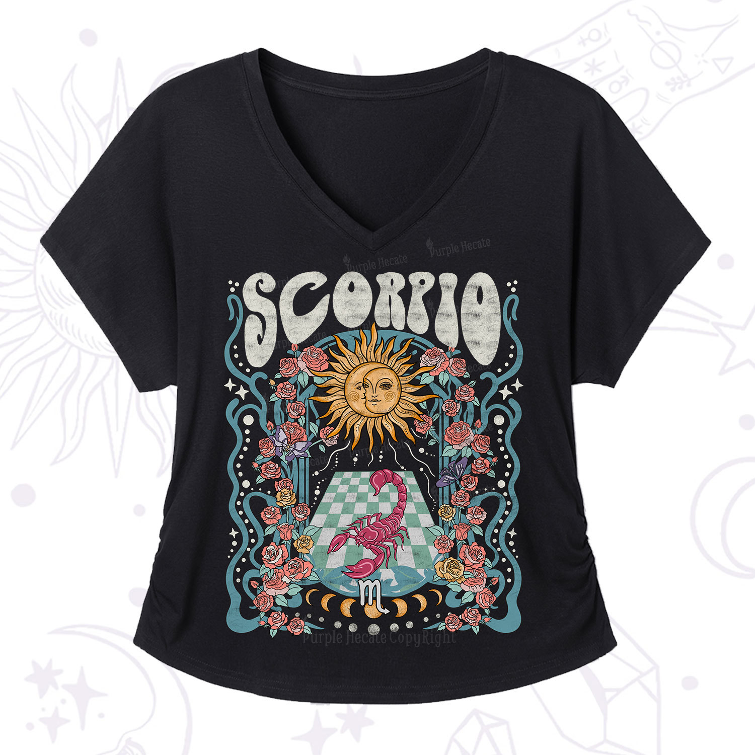 Purplehecate Scorpio Spirit Zodiac V-Neck T-Shirt