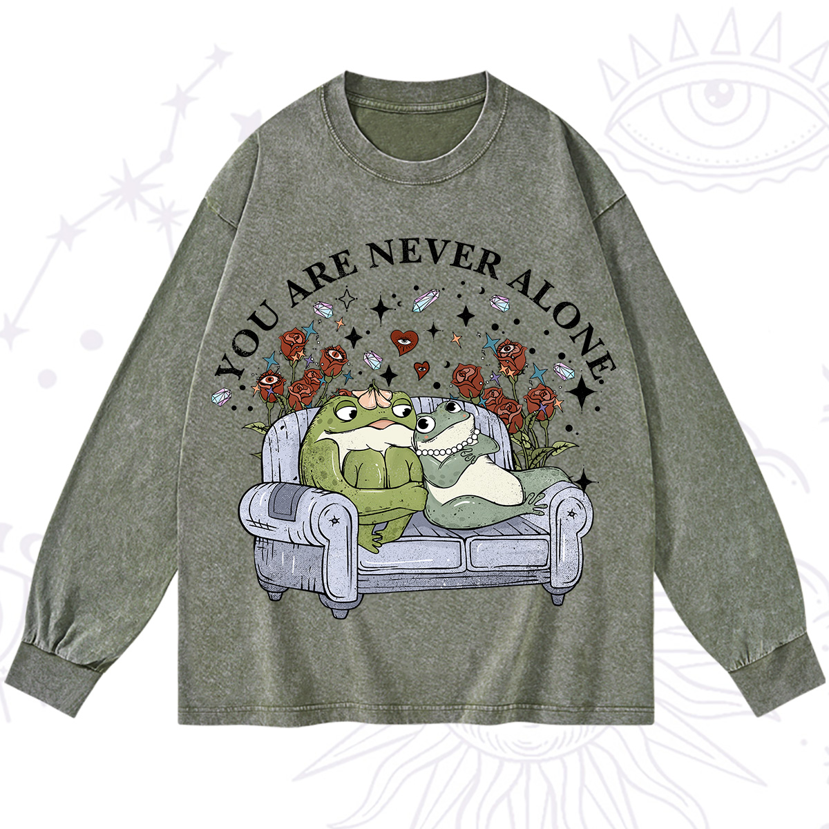 Purplehecate Your Are Never Alone Washed Long Sleeve Shirt
