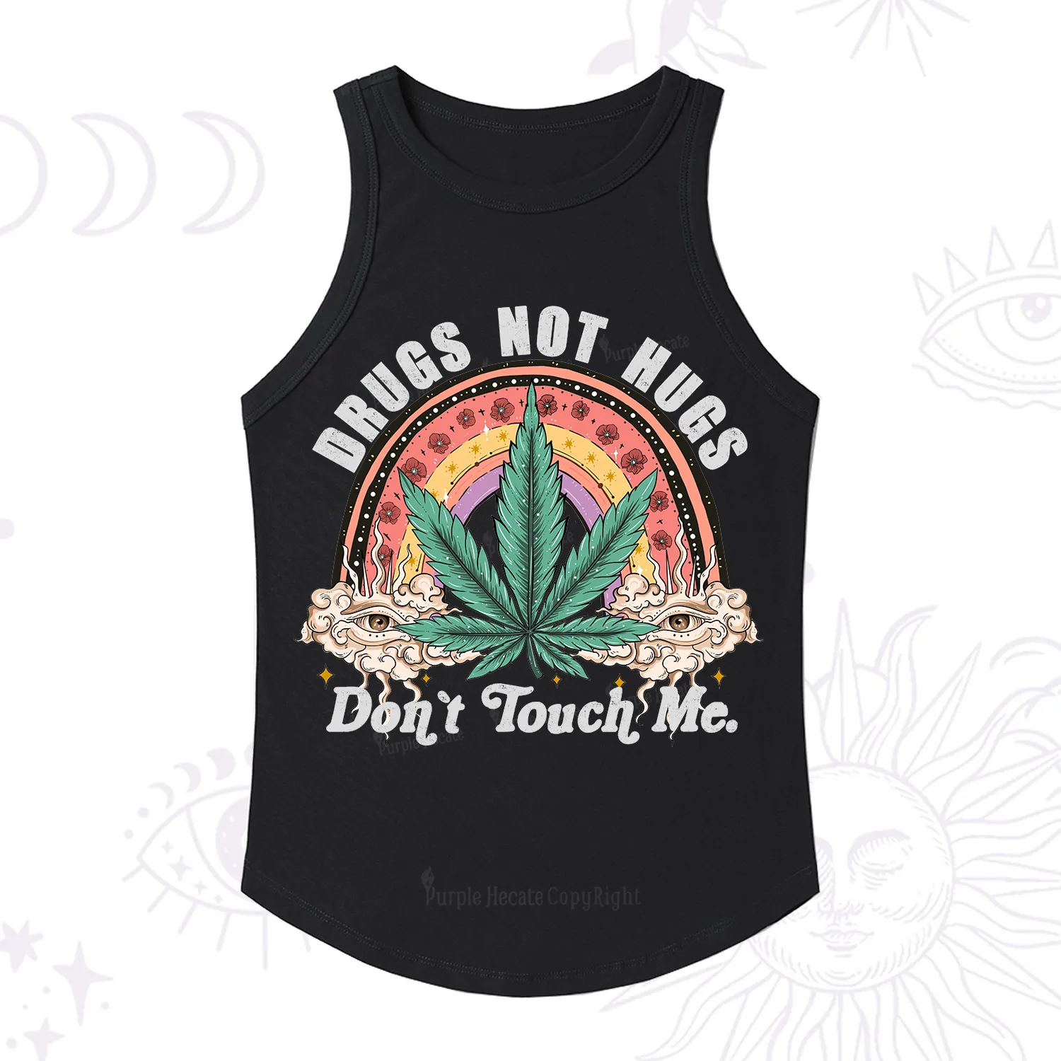 Purplehecate Drugs Not Hugs Racerback Tank Top