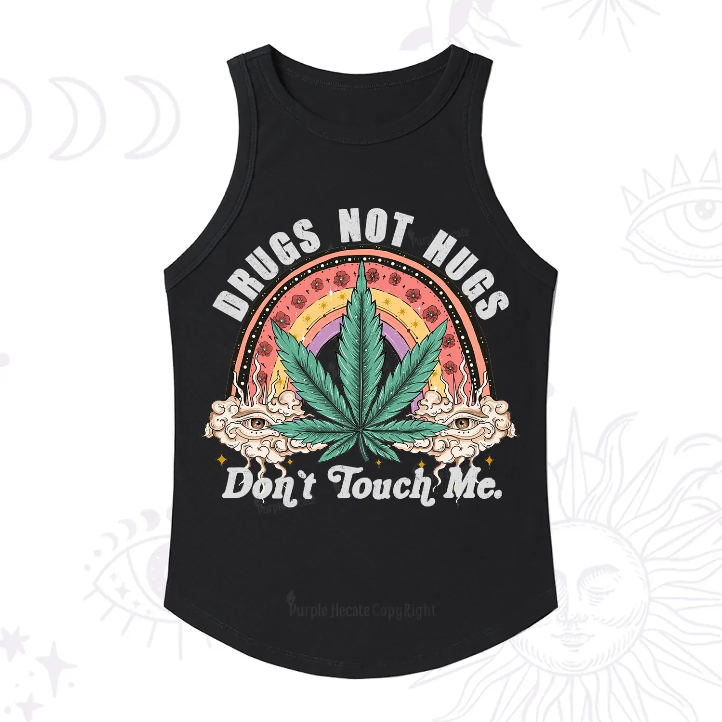 Purplehecate Drugs Not Hugs Racerback Tank Top