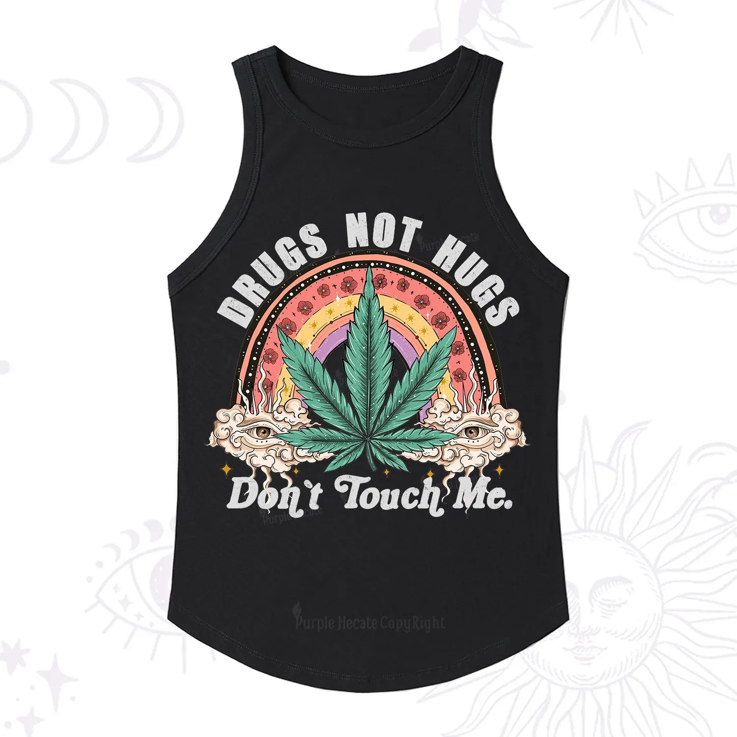 Purplehecate Drugs Not Hugs Racerback Tank Top