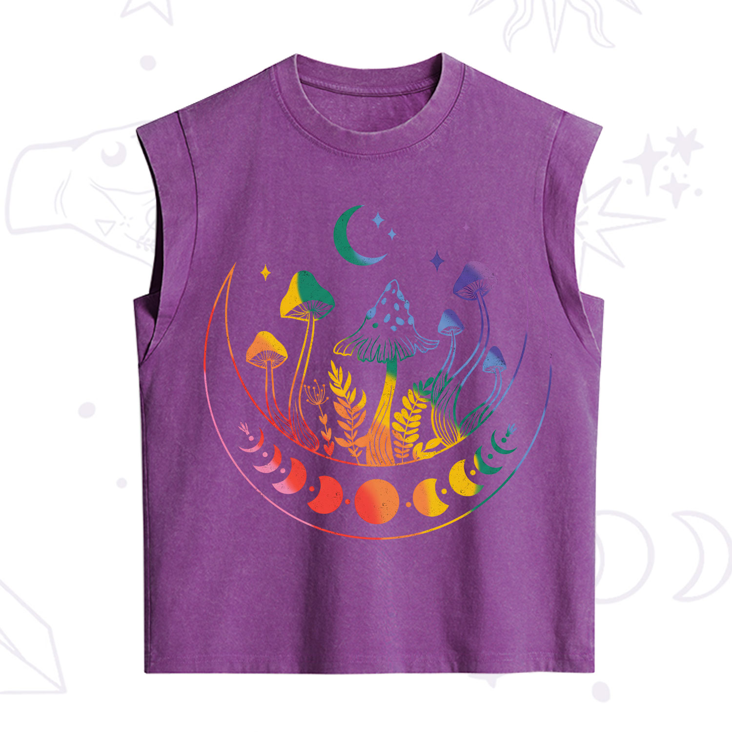Purplehecate Pride Mushroom Rainbow Vintage Washed Tank