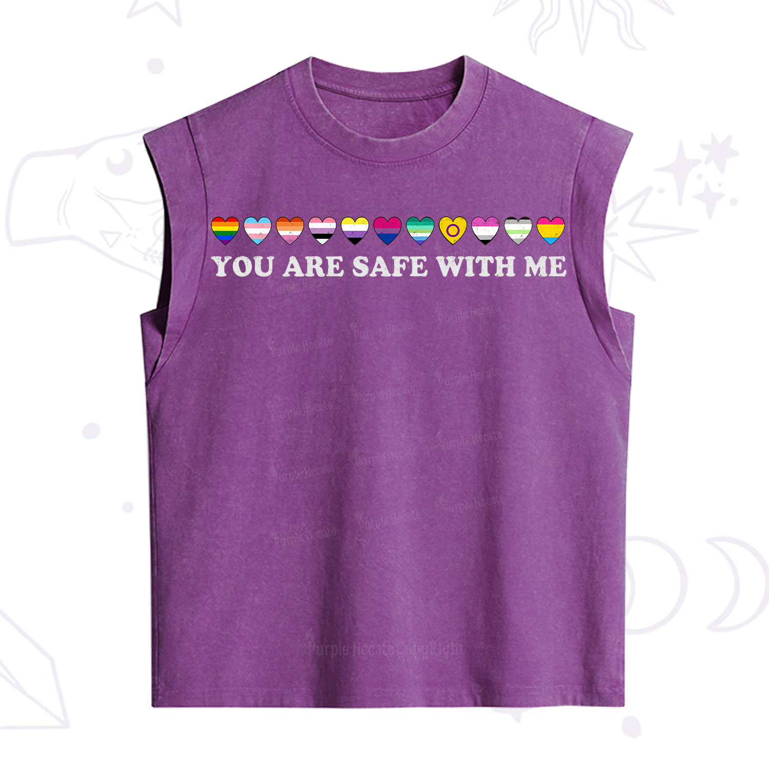 Purplehecate You Are Safe With Me Pride Vintage Washed Tank