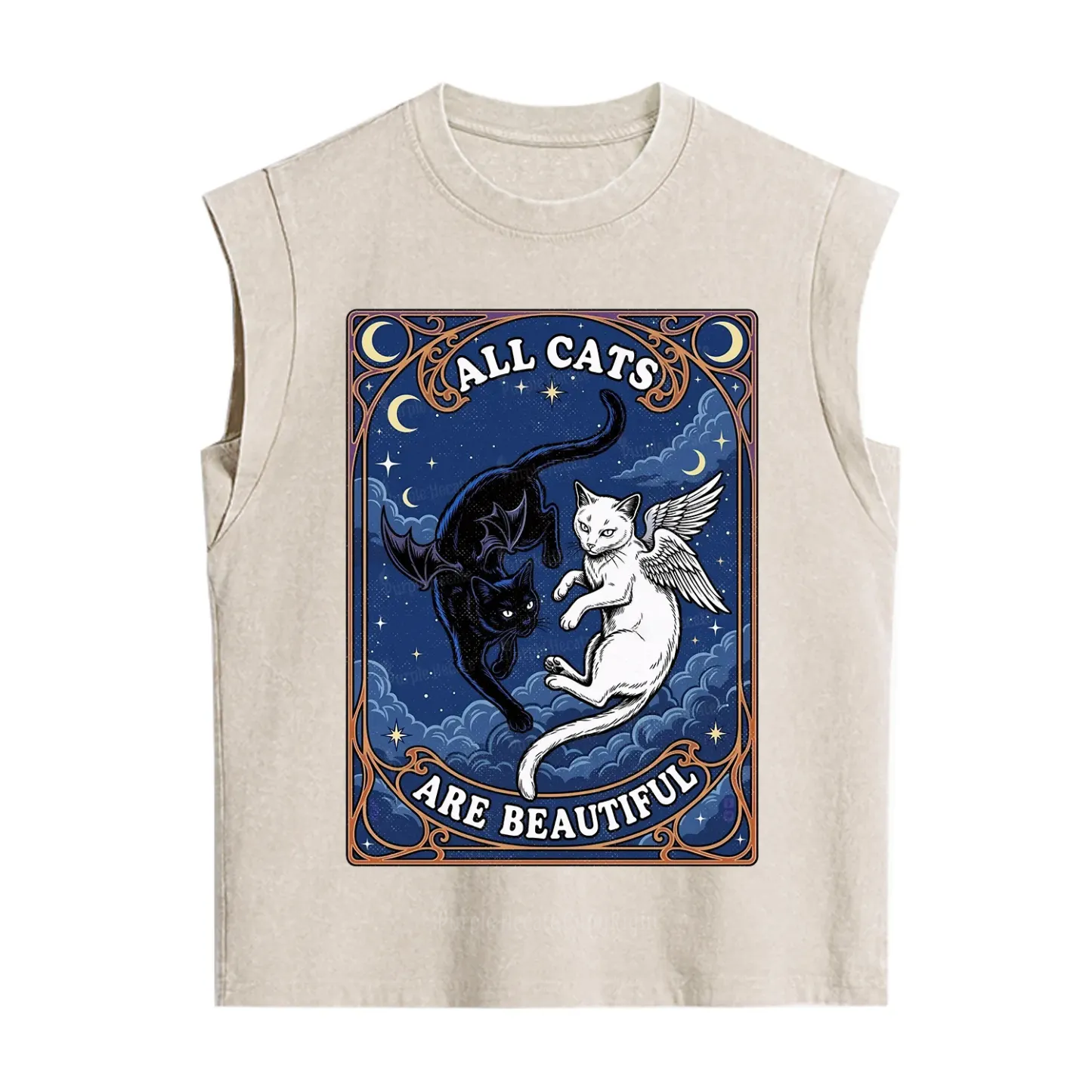 Purplehecate Angel & Devil Cat Vintage Washed Tank