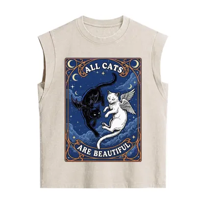 Purplehecate Angel & Devil Cat Vintage Washed Tank